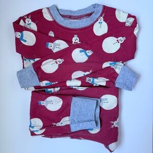 Mini Boden Glow-in-the-Dark Red Snowman Pajama Set, size 8Y